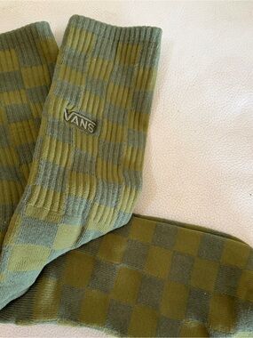 Vans Checkerboard Crew Socks - Olive & Light Olive
